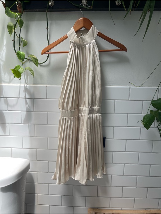 Lulus Dresses & Skirts - Pleated Satin Halter Midi Jumper in Cream